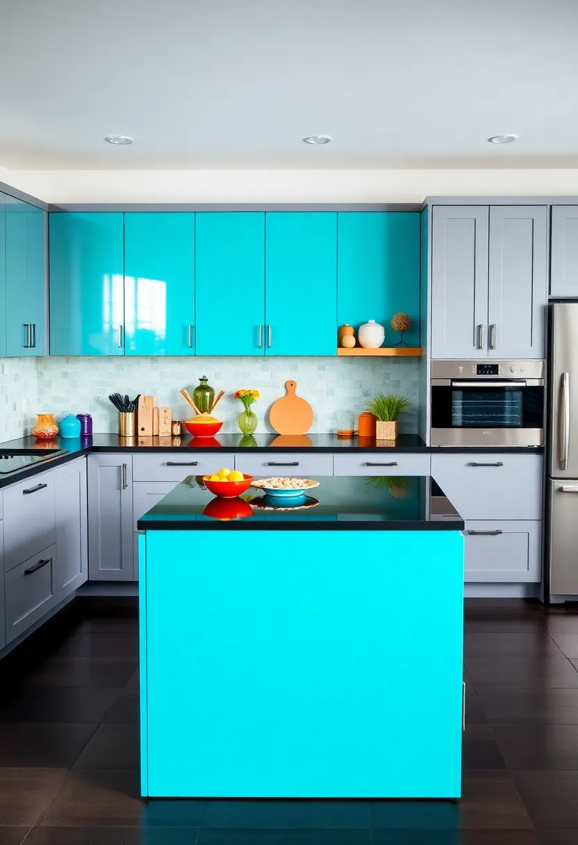 20 Colorful Kitchen Island Ideas That Will Brighten Your Home (Wait Till You See #7!) - 16. Bright Cyan