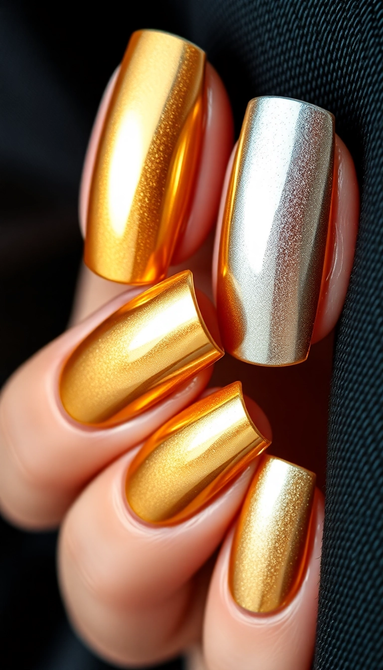 25 Stunning Acrylic Nails for Winter That Will Make You the Trendsetter! - 3. Metallic Magic