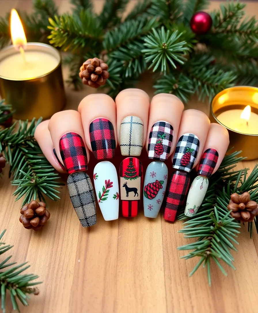 25 Festive December Nails That Will Make You the Star of Every Holiday Party! - 10. Rustic Holiday Charm