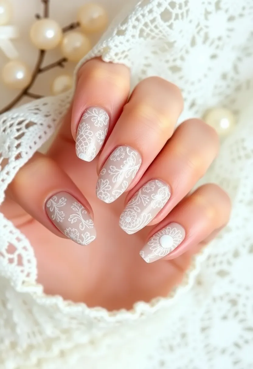 Spellbinding Arcane Nails: Transform Your Manicure Game - 14. Vintage Lace: Timeless Elegance