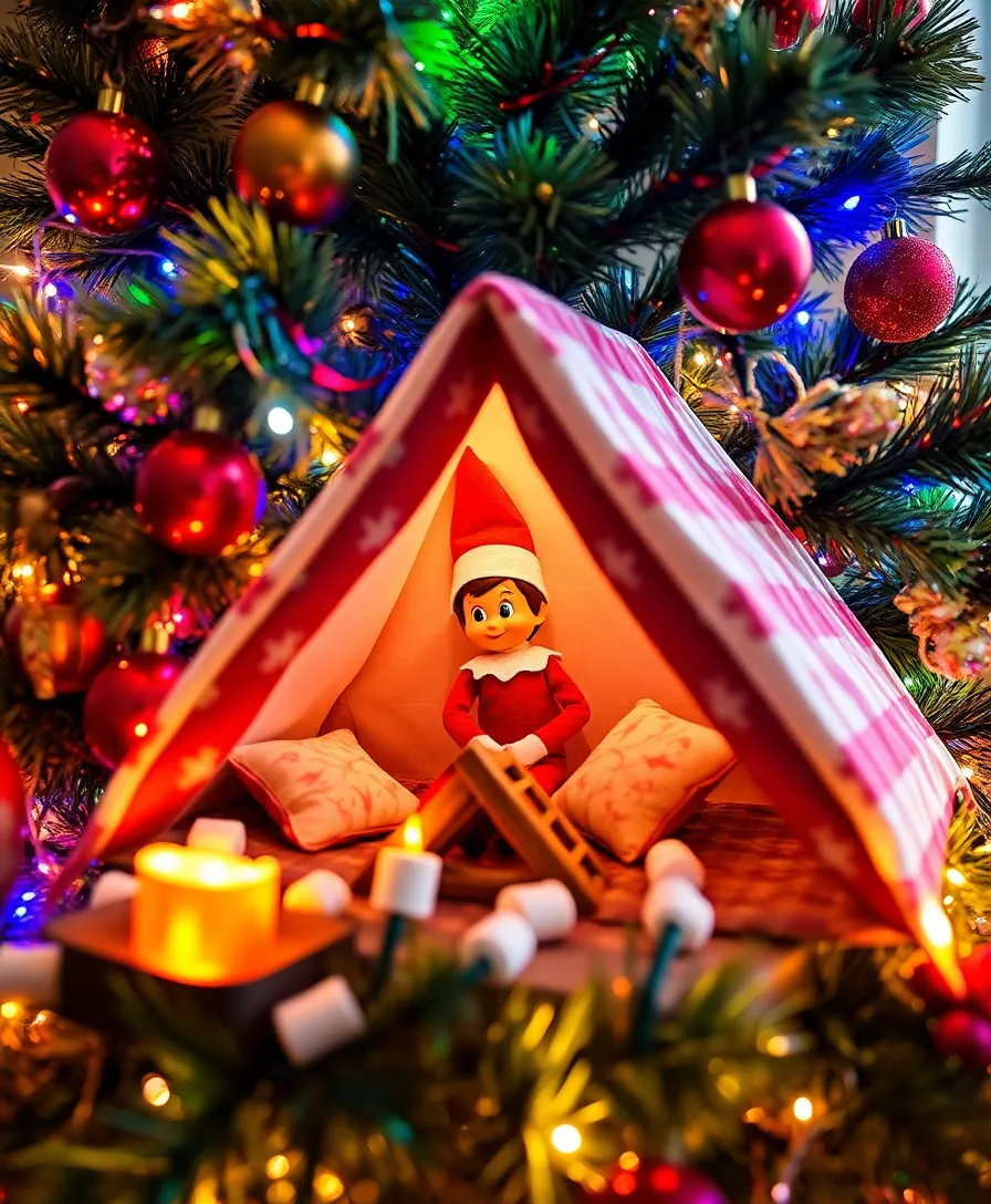 How to Start Easy Elf on the Shelf Ideas for a Magical Christmas Wallpaper! - 2. Elf in a Christmas Tree Camp