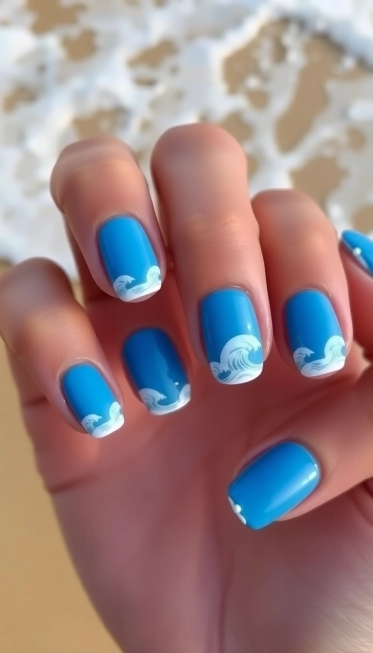 27 Beach Nails Designs That Will Make You Dream of Sunshine (You Won't Believe #15!) - 2. Ocean Wave Art