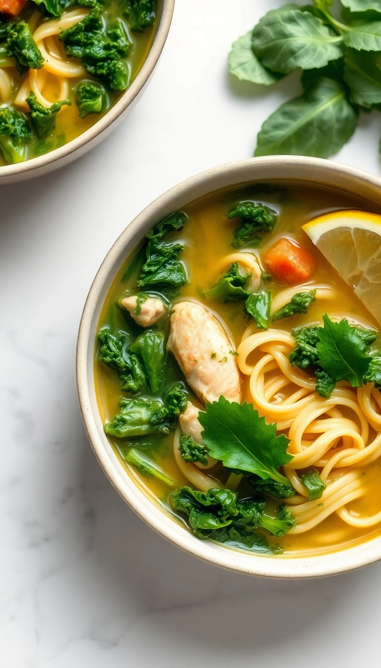 18 Chicken Noodle Soup with Rotisserie Ideas That'll Make Your Taste Buds Dance! - 6. Chicken Noodle Soup with Kale and Spinach