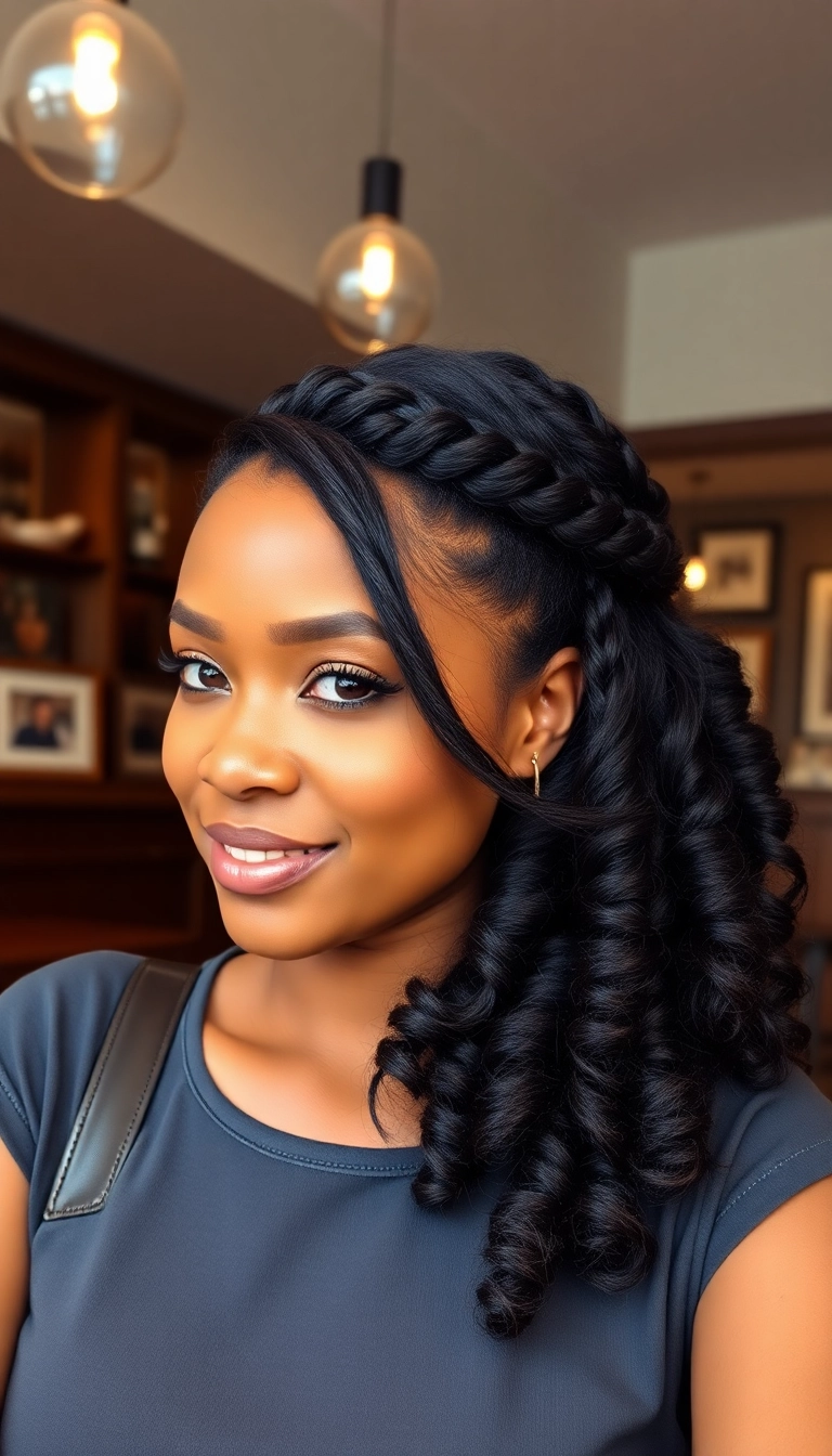 24 Stunning Braided Hairstyles for Black Women That Will Turn Heads! - 10. Braided Half-Up, Half-Down