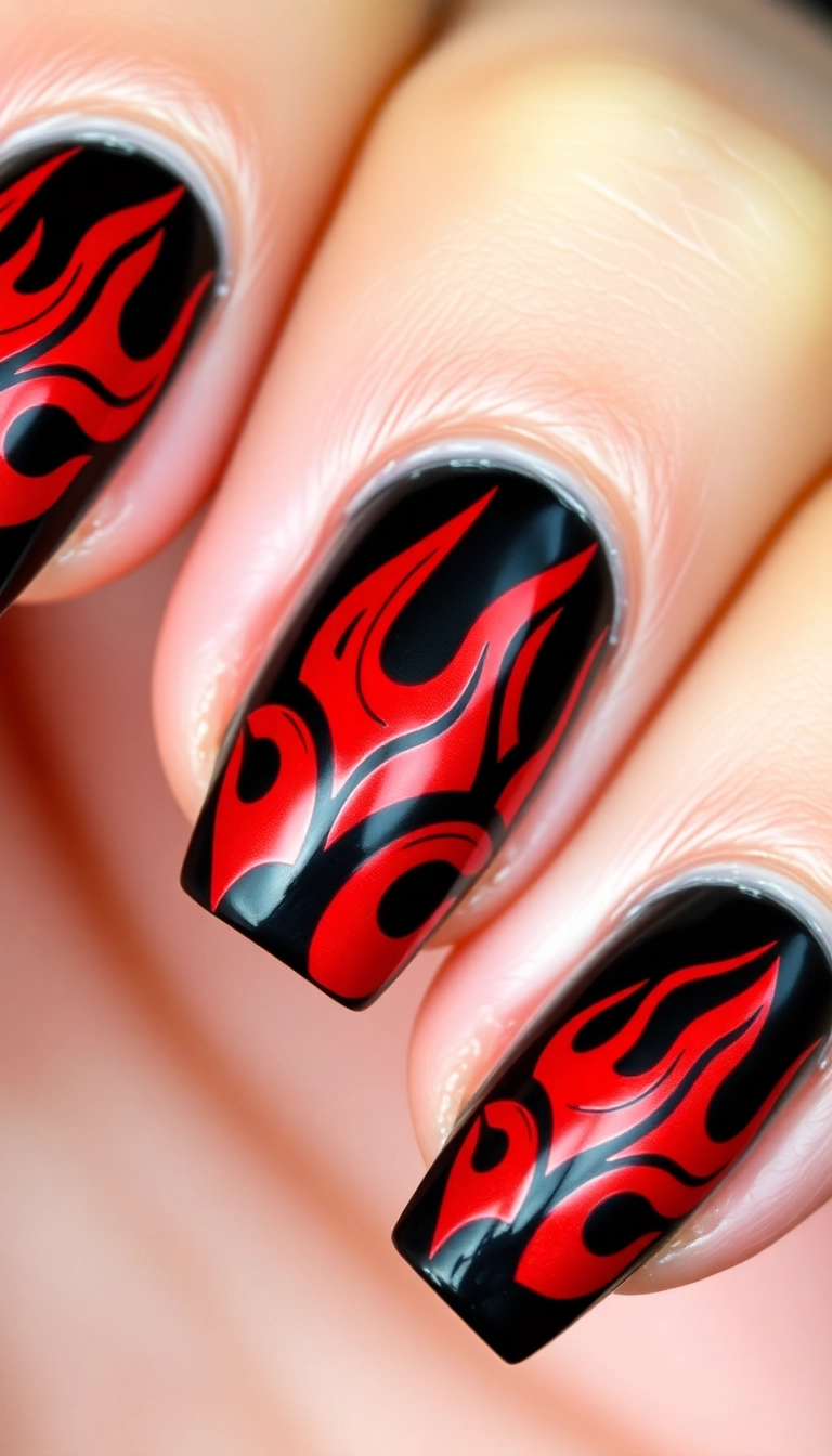 23 Fire Nail Inspirations That Will Ignite Your Creativity! - 9. Tribal Flame Patterns