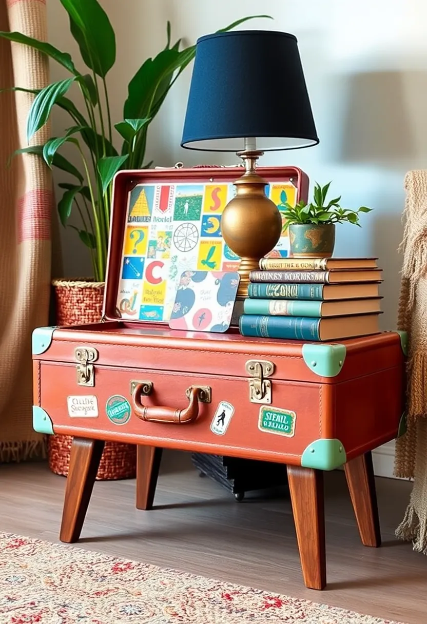 20 Upcycled Decor Ideas That'll Inspire Your Inner Vintage Lover! - 1. Vintage Suitcase Side Table