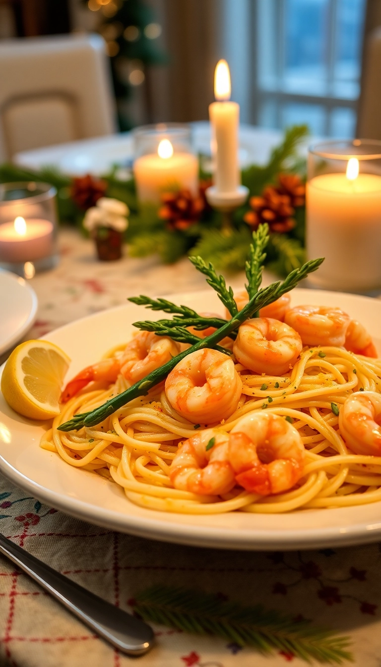 21 Christmas Pasta Recipe Ideas That'll Make Your Holiday Dinner Unforgettable! - 19. Lemon Shrimp Pasta with Asparagus