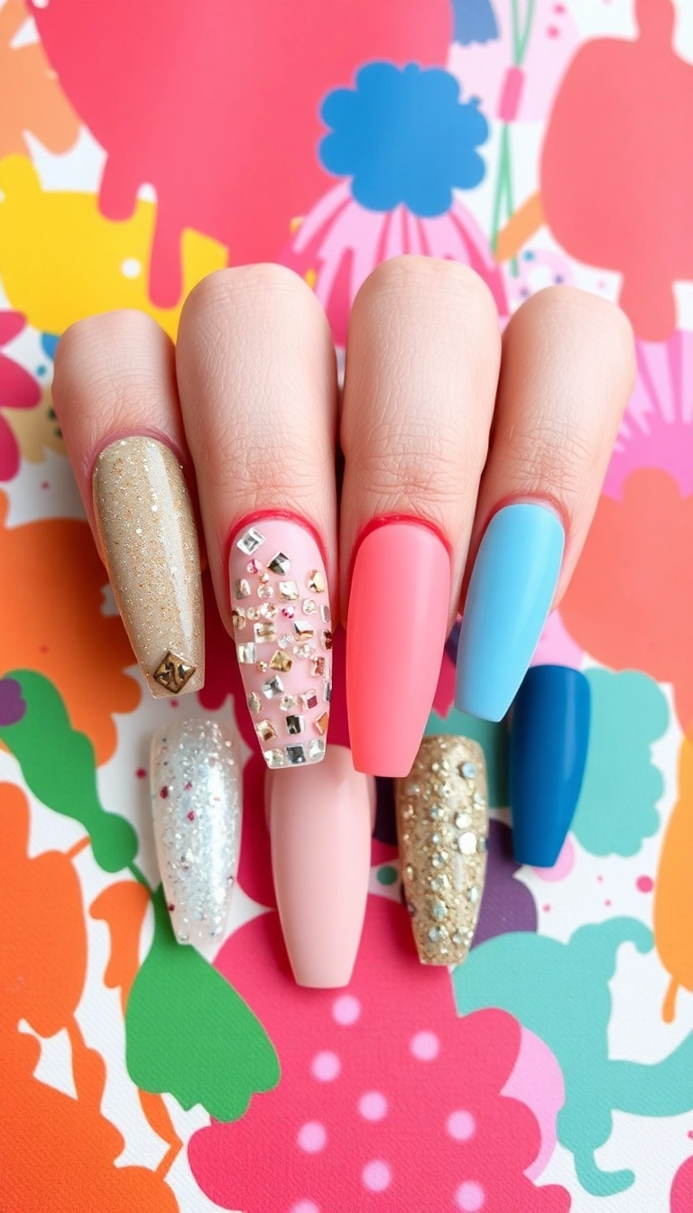 23 Gorgeous Acrylic Nail Ideas That'll Make Heads Turn (Especially #8!) - 20. Mixed Media