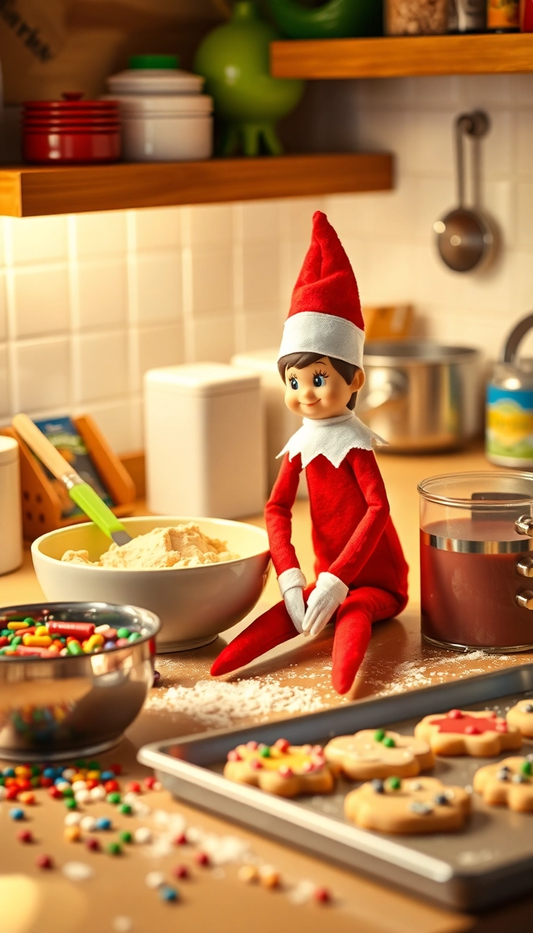 10 Easy Elf on the Shelf Ideas That'll Save Busy Parents Time and Stress! - 5. Baking with Elf