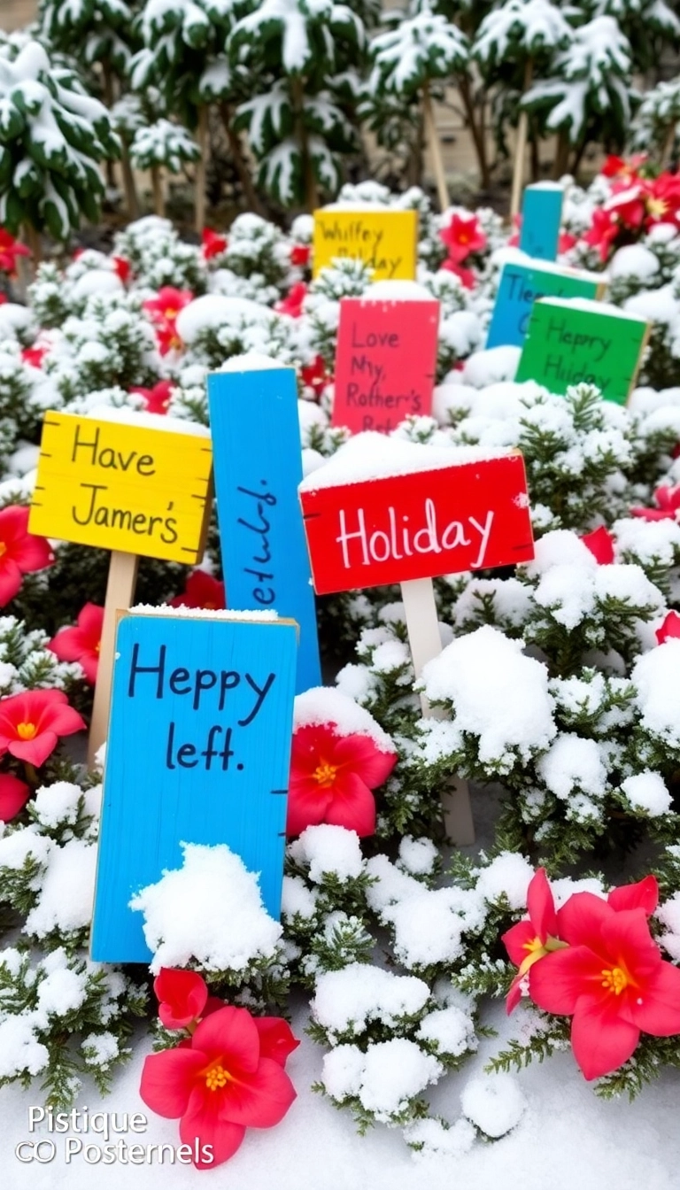 21 DIY Outdoor Christmas Decorations That'll Make Your Neighbors Jealous! - 3. Painted Wooden Christmas Signs