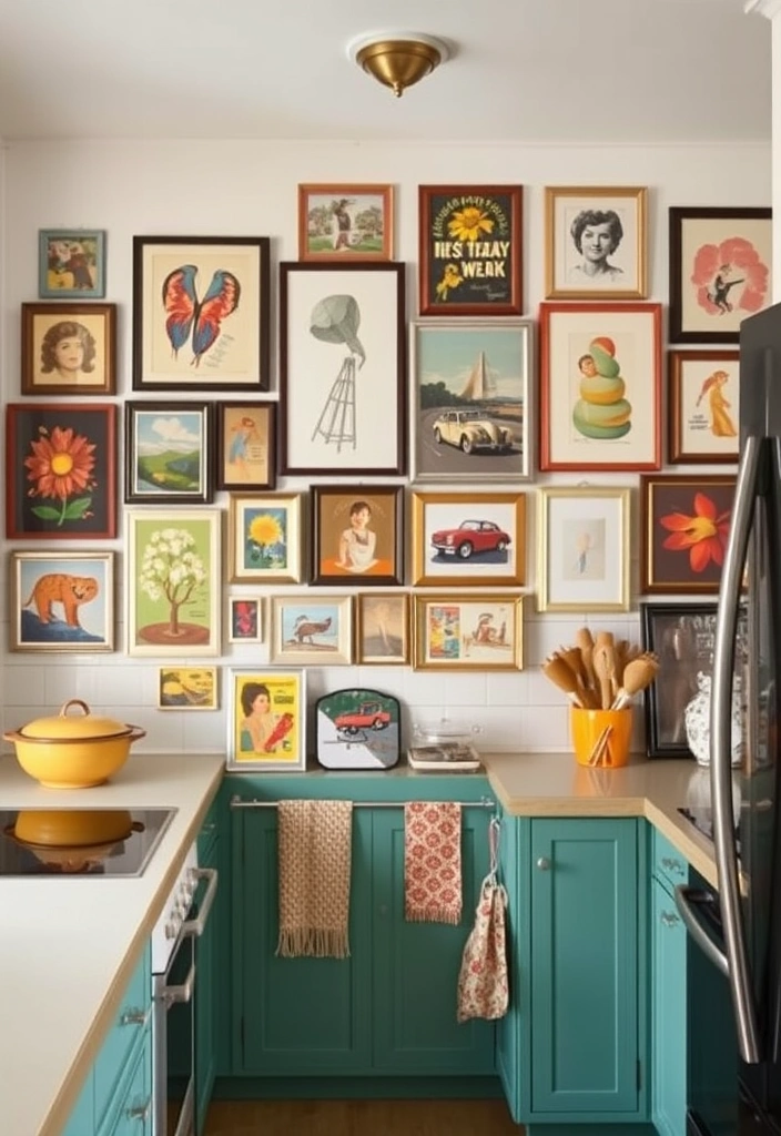 10 DIY Mid-Century Kitchen Decor Hacks That Will Transform Your Space! - 2. Create a Gallery Wall with Vintage Prints