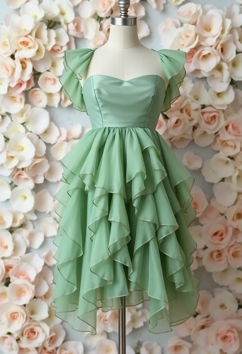 Elevate Your Style with This DIY Matcha Delight Dress Design (It’s a Game Changer!) - 2. Playful Ruffles and Layers