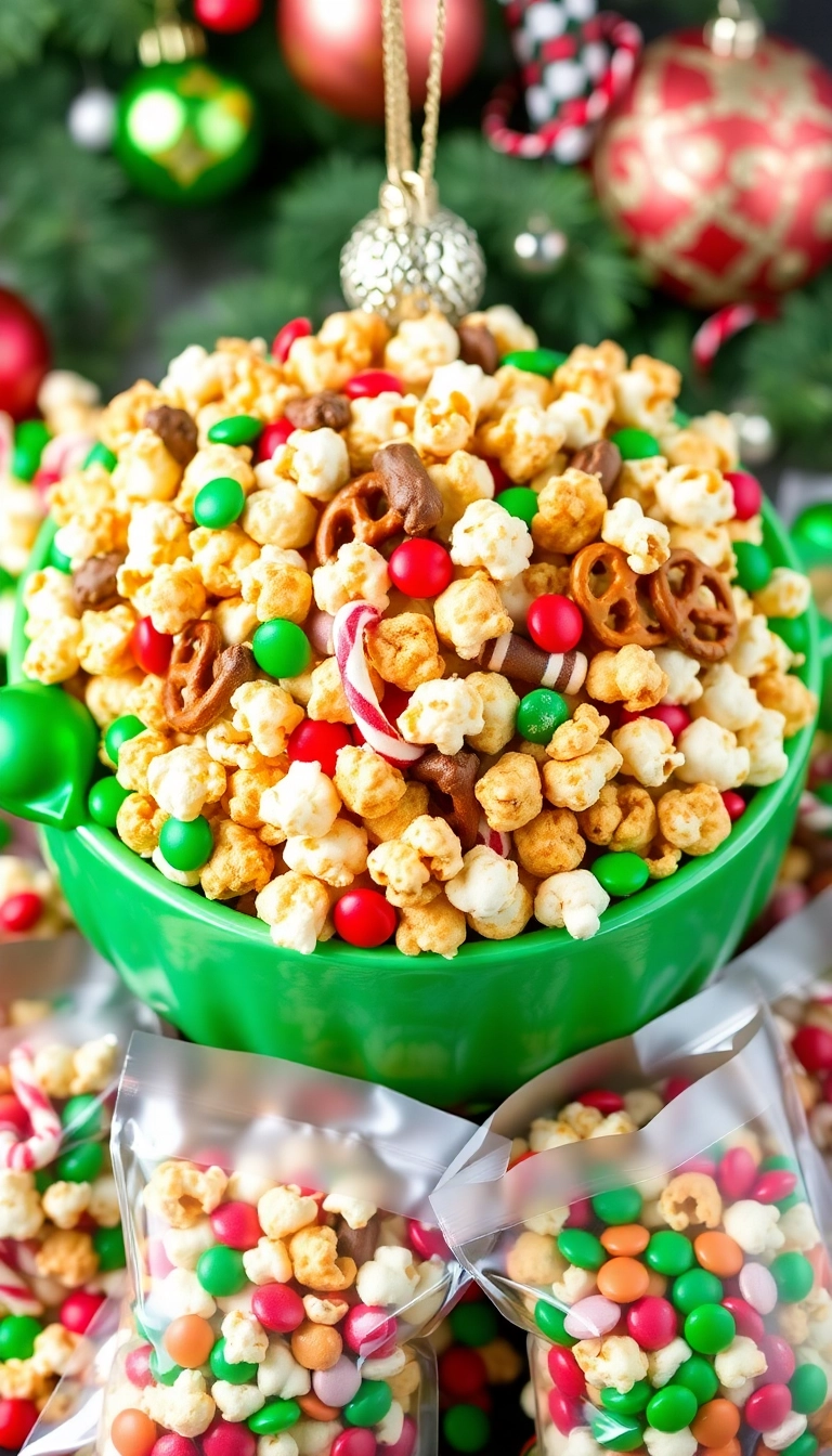 24 Christmas Snacks That Will Steal the Show at Your Holiday Party! - 3. Holiday Popcorn Mix