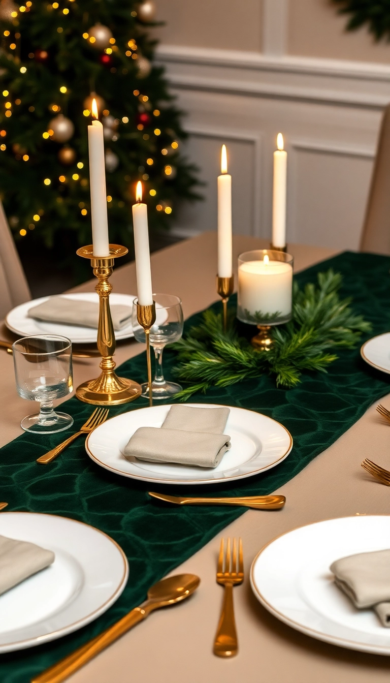 17 Elegant Christmas Decor Ideas That Will Make Your Home Shine Like a Star! - 1. Luxurious Velvet Table Runner