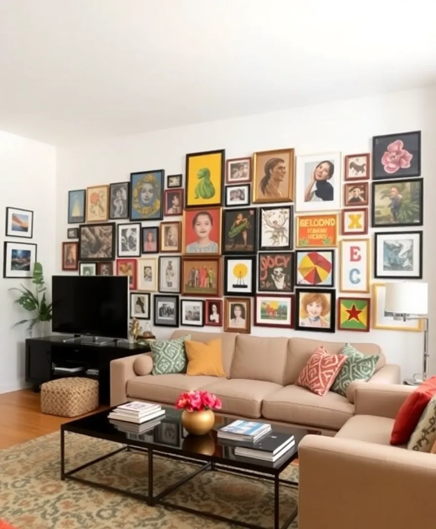 17 Stunning Living Room Makeovers Under $500 (You Won't Believe #8!) - 9. Colorful Gallery Wall