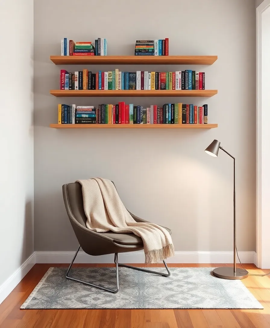 14 Cozy DIY Reading Nooks That Are Perfect for Book Lovers (You’ll Wish You Had #4!) - 4. The Floating Bookshelf Nook