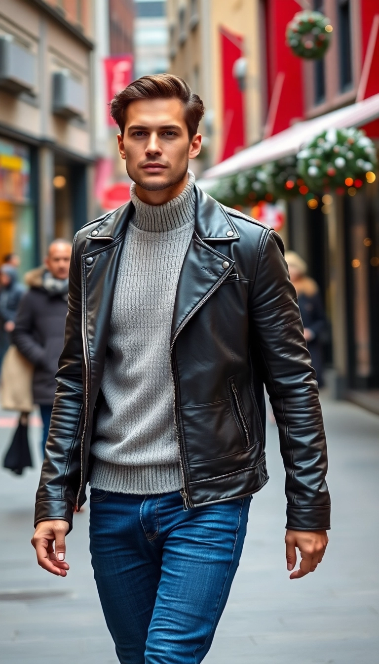 Classy Winter Outfits: Elevate Your Style This Season! - 8. Classic Leather Jacket