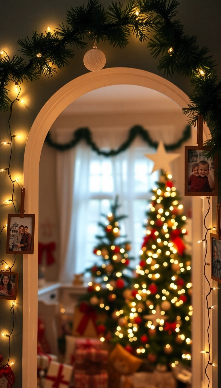 21 Stunning Christmas Archway Decor Ideas to Transform Your Indoor Space (You Won't Believe #14!) - 15. Holiday Photo Display