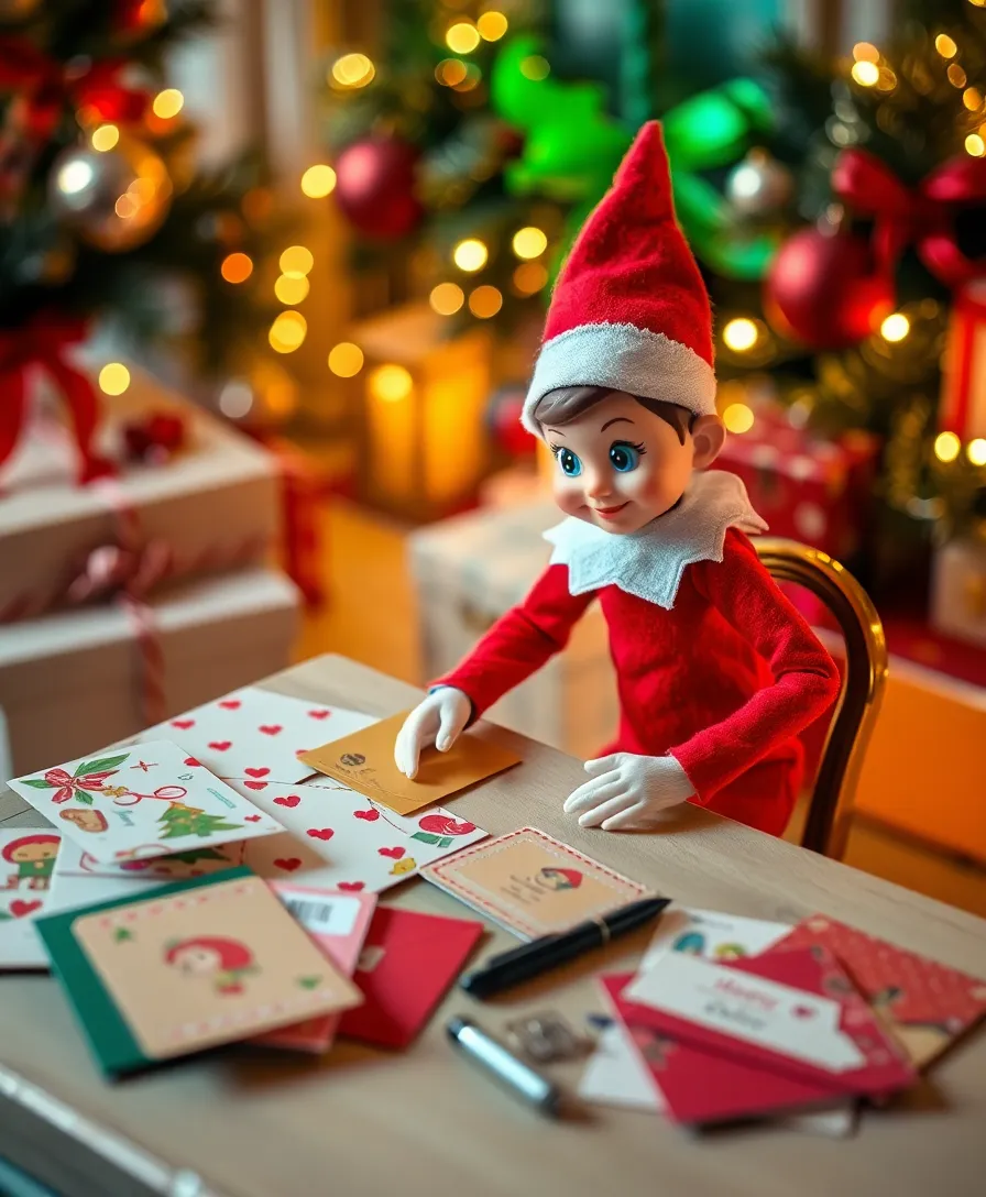 18 Easy Elf on the Shelf Ideas for Toddlers (Get Ready for Giggles with #14!) - 17. Elf with Holiday Cards