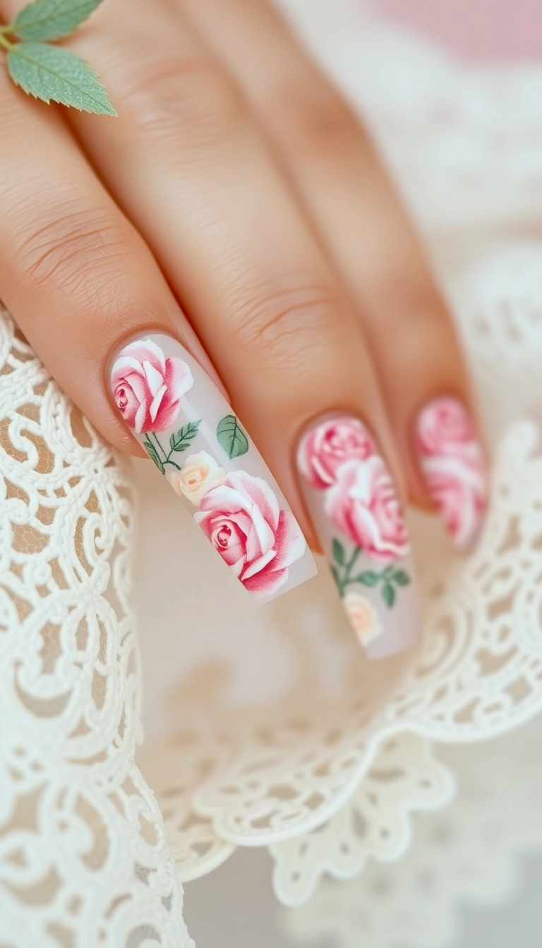 27 Stunning Pink Nail Ideas That Will Turn Heads (You Won't Believe #15!) - 21. Vintage Rose