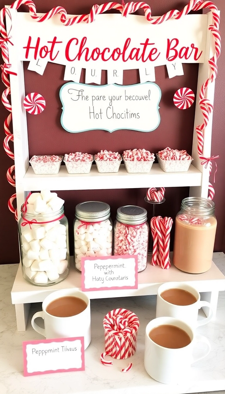 21 Peppermint Christmas Decorations That'll Sweeten Your Holiday Spirit (Wait Until You See #13!) - 10. Peppermint Hot Chocolate Bar