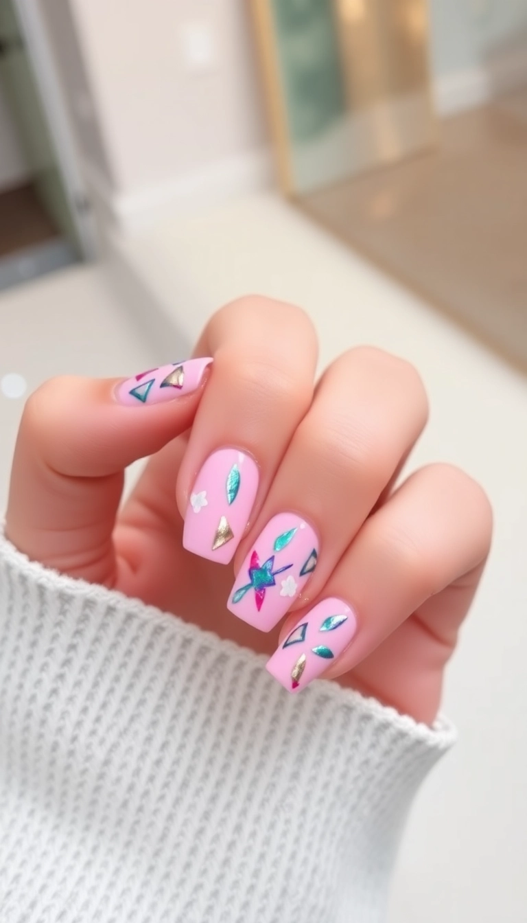 27 Stunning Pink Nail Ideas That Will Turn Heads (You Won't Believe #15!) - 18. Pink Foil Frenzy