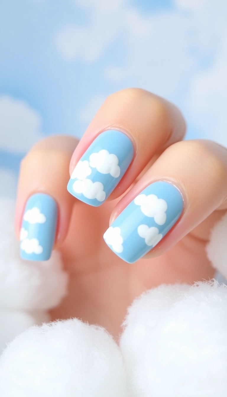 25 Best Ever Spring Nail Ideas That Will Make Your Friends Jealous! - 14. Dreamy Cloud Nails