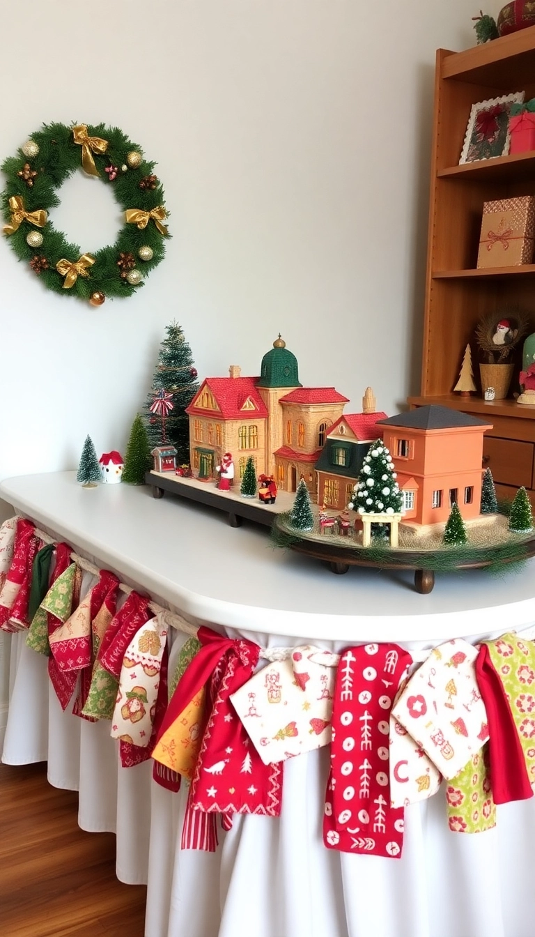 21 Stunning Christmas Village Display Platform Ideas You Must Try This Holiday Season! - 20. Fabric Swatches