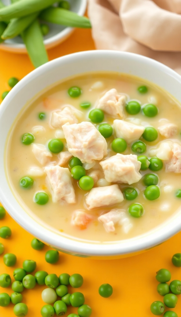 24 Creamy Chicken and Rice Soup Ideas You Need to Try Tonight! - 12. Creamy Chicken and Rice Soup with Peas