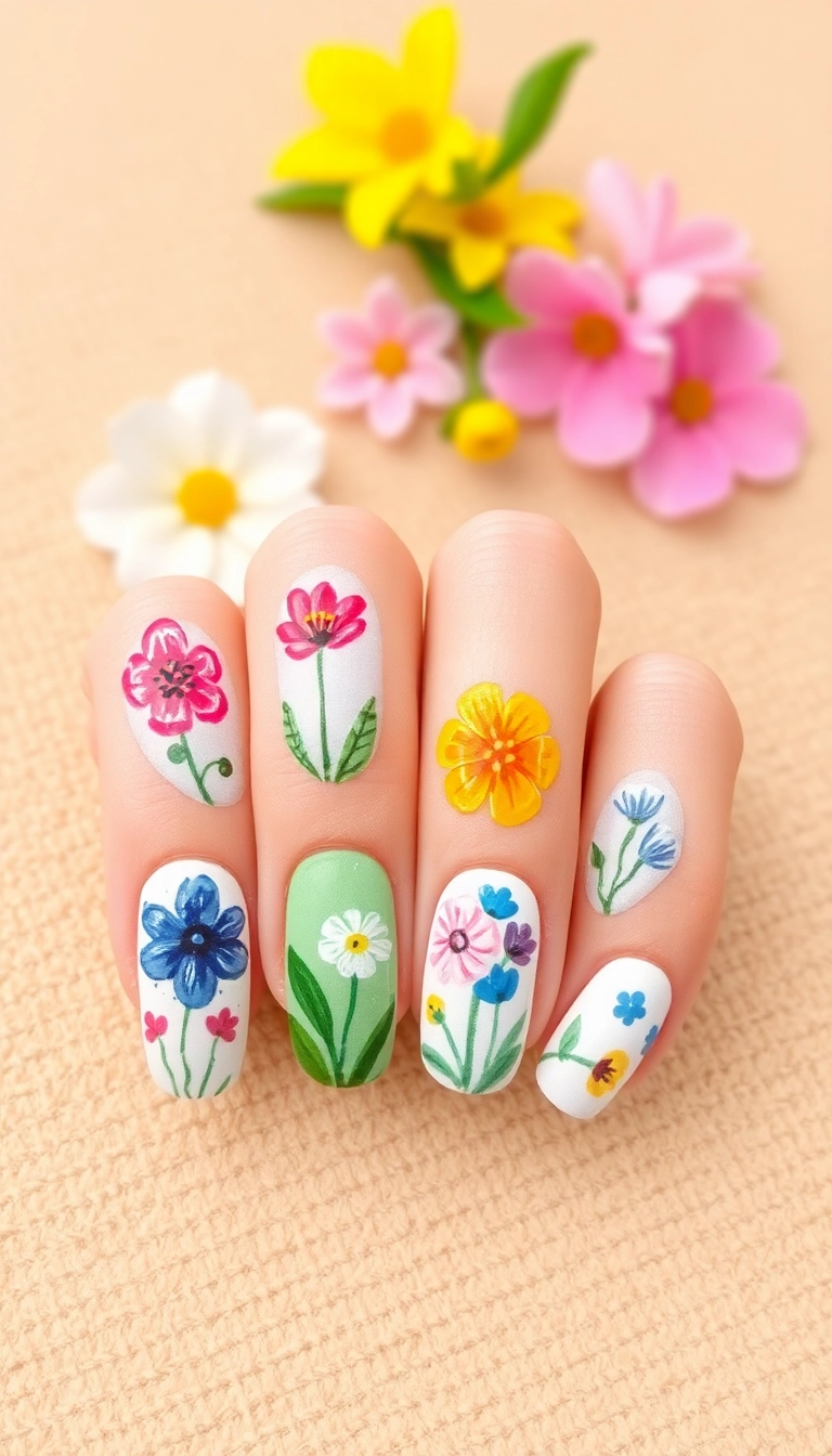 25 Best Ever Spring Nail Ideas That Will Make Your Friends Jealous! - 2. Floral Fantasy