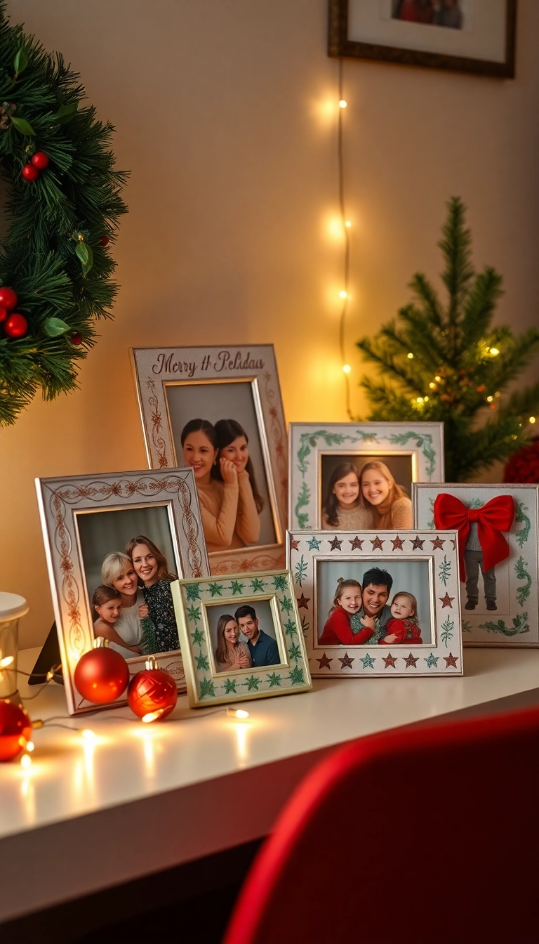 21 Christmas Desk Decorations That'll Transform Your Workspace into a Winter Wonderland! - Holiday Photo Frames