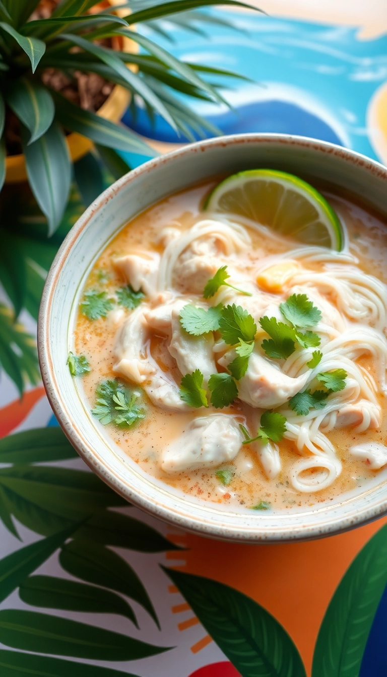 18 Chicken Noodle Soup with Rotisserie Ideas That'll Make Your Taste Buds Dance! - 10. Thai Coconut Chicken Noodle Soup