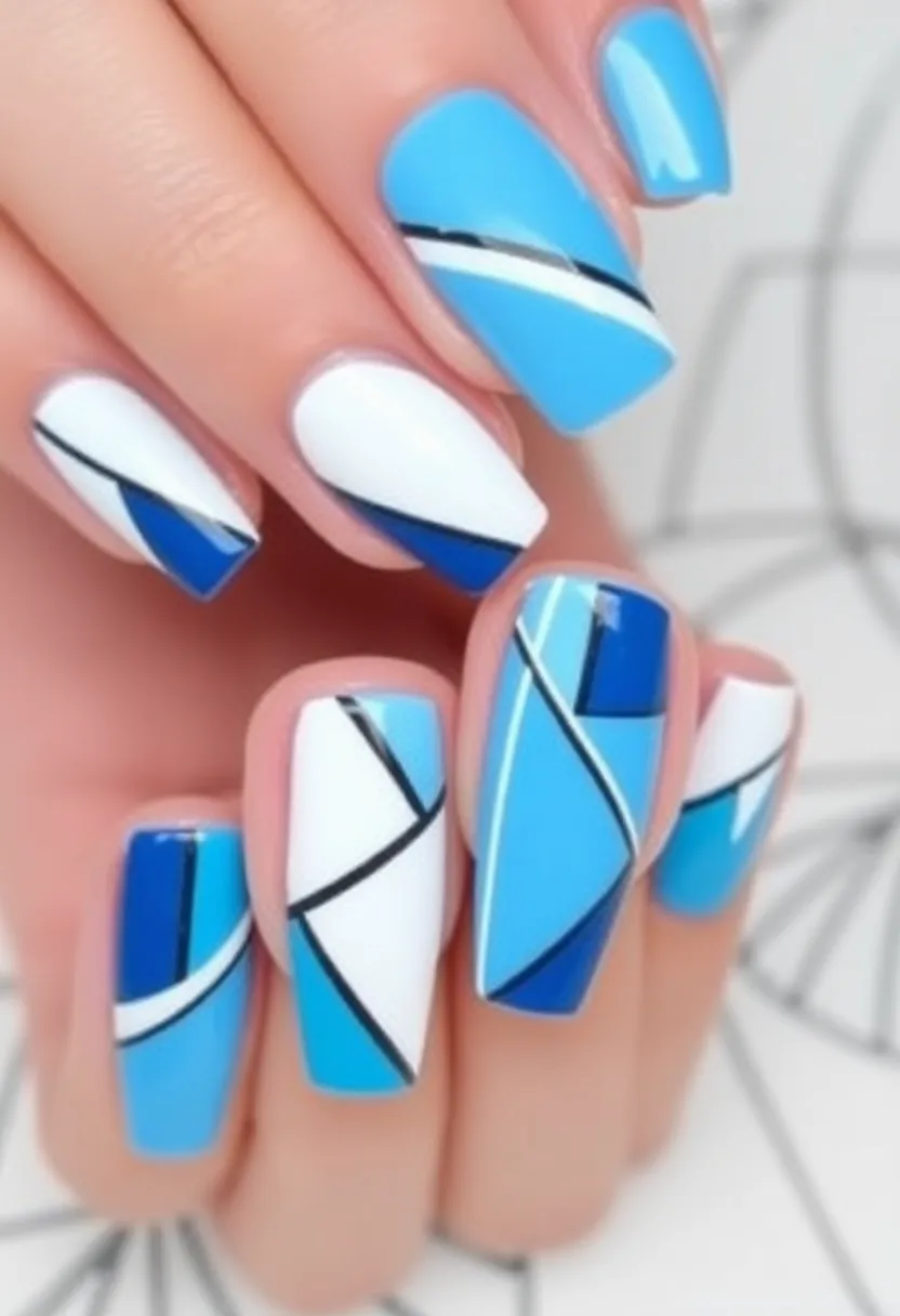 14 DIY January Nail Designs You Can Create in Under 30 Minutes! - 6. Geometric Blues