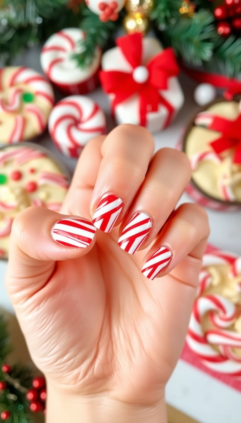 20 Fun Winter Nail Designs That Will Make You Want to Show Off Your Hands! - 13. Candy Cane Stripes