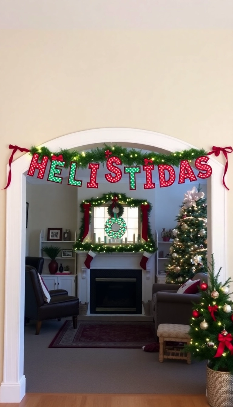 21 Stunning Christmas Archway Decor Ideas to Transform Your Indoor Space (You Won't Believe #14!) - 21. Personalized Name Banners