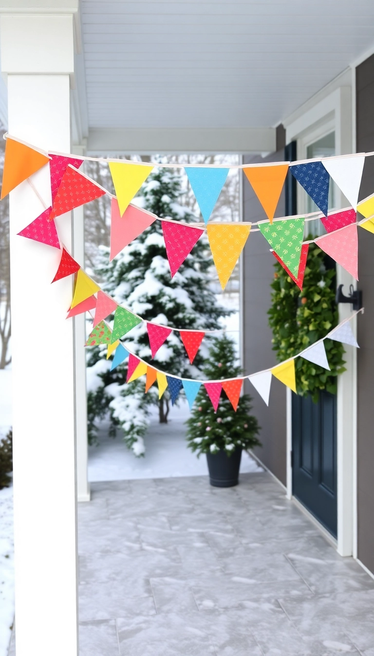 21 DIY Outdoor Christmas Decorations That'll Make Your Neighbors Jealous! - 17. Festive Bunting