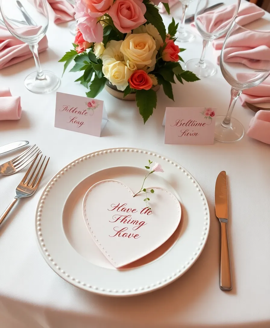 15 Romantic Table Decor Ideas for Valentine's Day That Will Dazzle Your Date! - 4. Heart-Shaped Place Cards