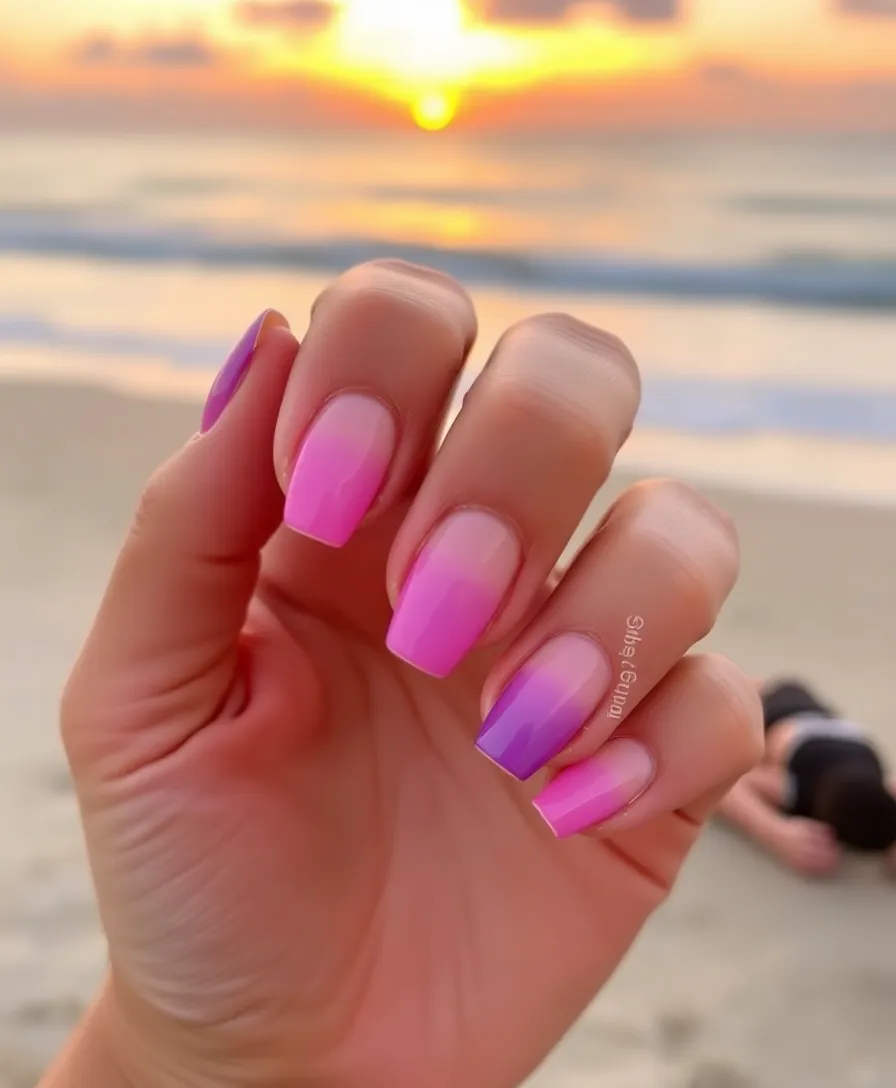 21 Gorgeous Summer Holiday Nail Ideas to Make Your Friends Jealous! - 1. Tropical Sunset Ombre