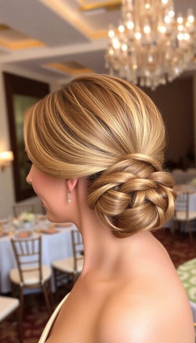 22 Chic Medium Hairstyles for the Mother of the Groom You Won't Believe Exist! - 22. Sleek Updo with Accent Braid