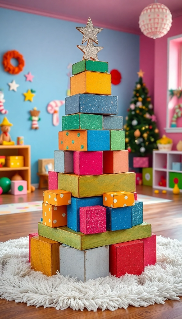 21 Wood Christmas Trees DIY That Will Light Up Your Holiday Spirit! - 10. Wooden Block Tree