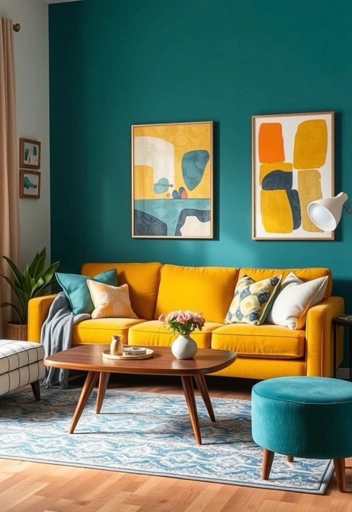 19 Gorgeous Mid-Century Modern Color Palettes That Will Inspire Your Next Project (You’ll Love #10!) - 1. Retro Teal and Mustard Yellow