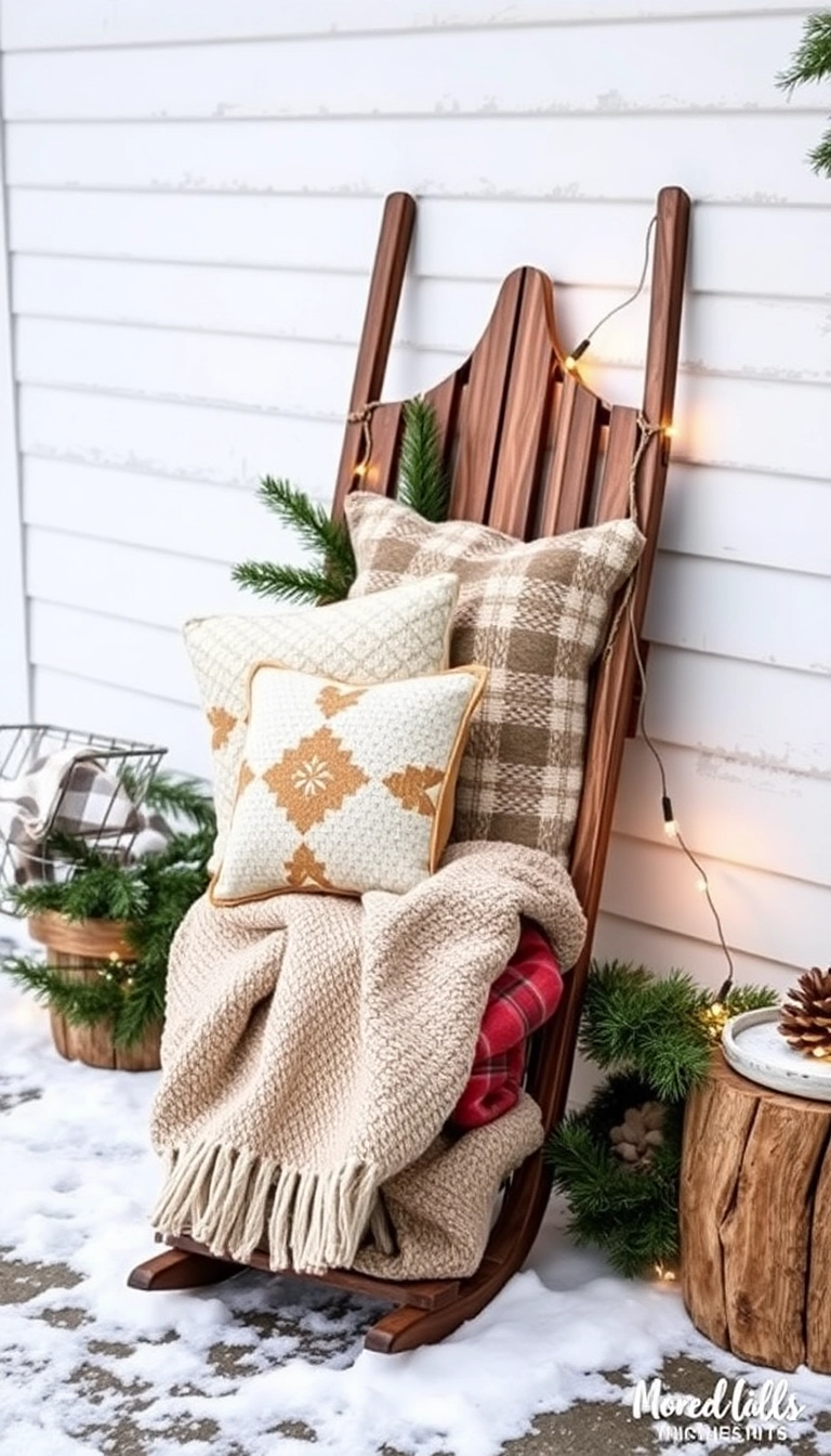 21 DIY Outdoor Christmas Decorations That'll Make Your Neighbors Jealous! - 8. Sleds as Decor