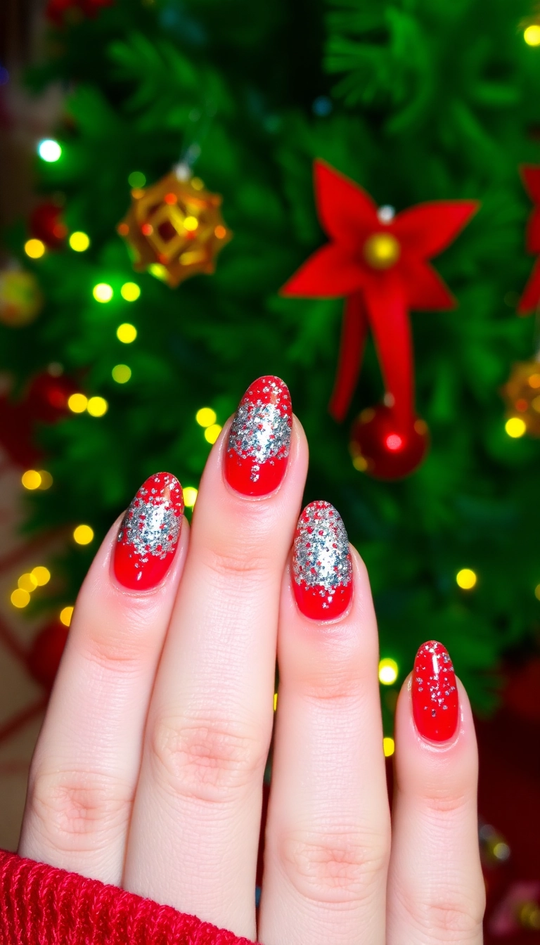 Top 10 Christmas Nail Designs to Sparkle This Holiday Season - 10. Holiday Cheer with Red and Silver