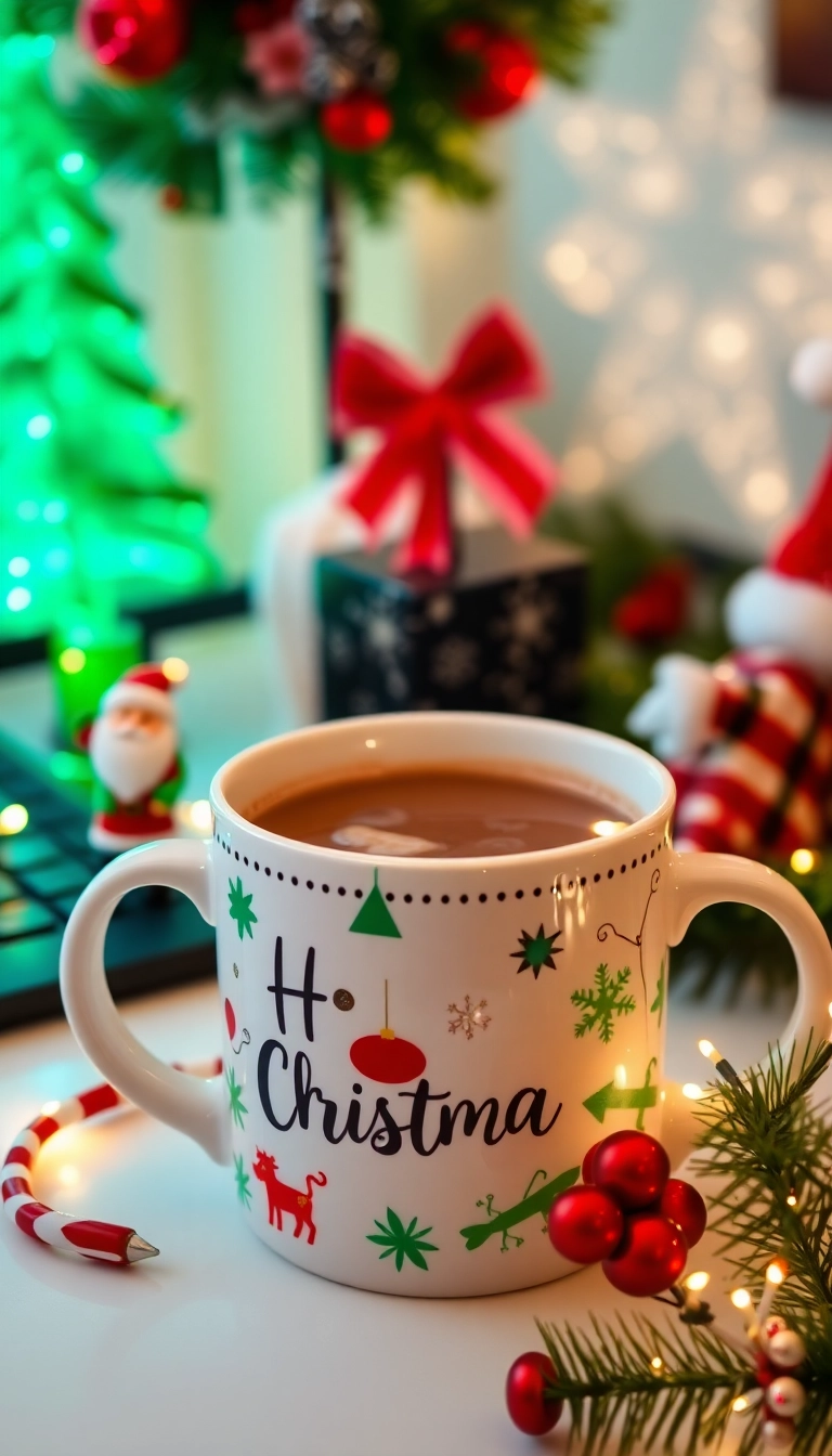 21 Christmas Desk Decorations That'll Transform Your Workspace into a Winter Wonderland! - Christmas-Themed Coffee Mug