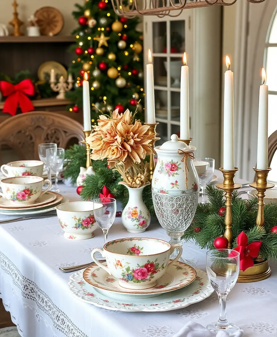 16 Gorgeous Christmas Table Decor Ideas That Will Dazzle Your Guests. - 9. Vintage Charm with Retro Decor