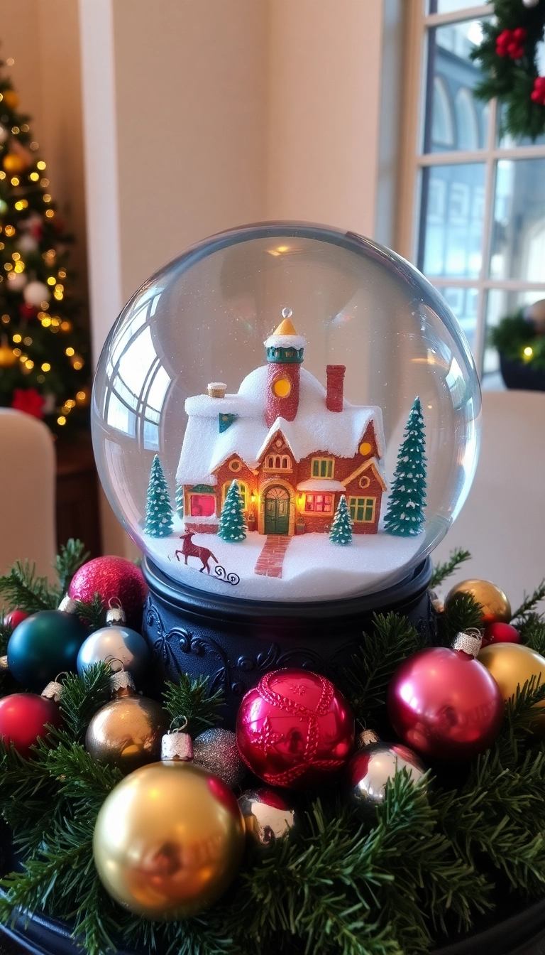 21 Stunning Christmas Village Display Platform Ideas You Must Try This Holiday Season! - 19. Snow Globe Base