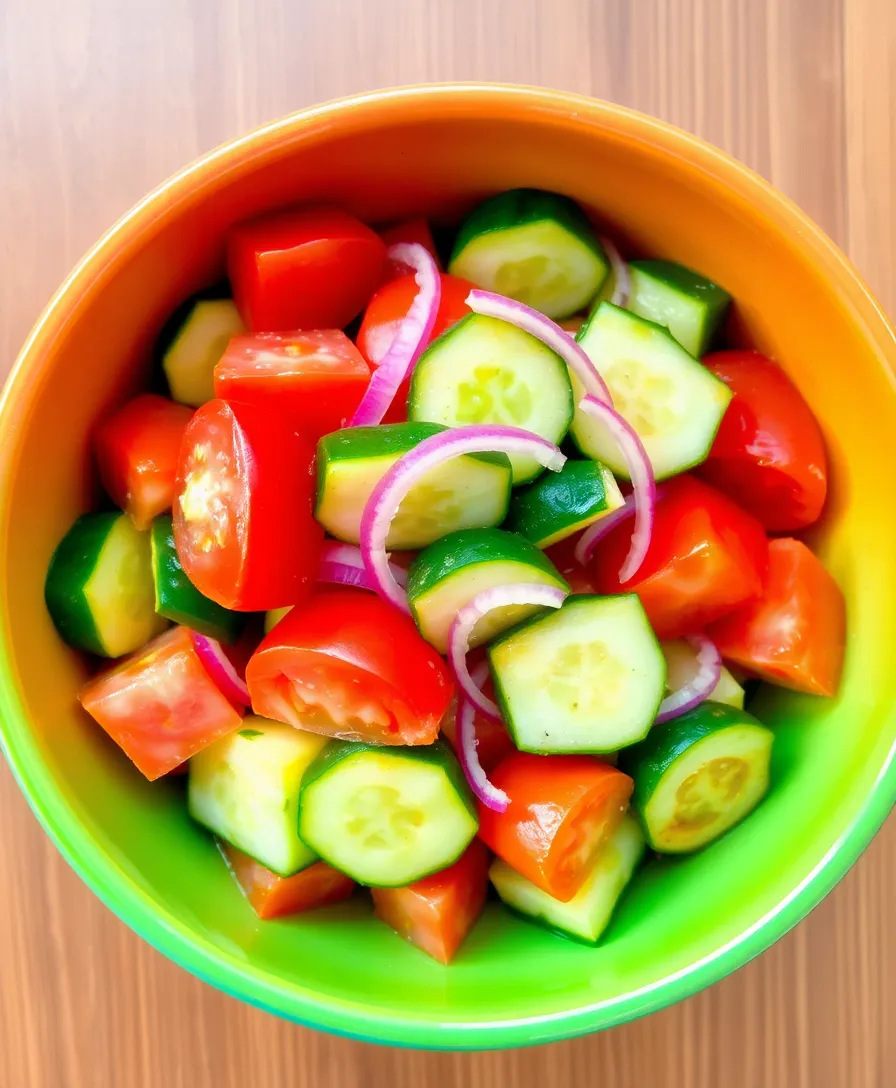 18 Mouthwatering Healthy Salads That'll Make You Forget All About Pizza (#6 Is a Must-Try!) - 14. Cucumber and Tomato Salad