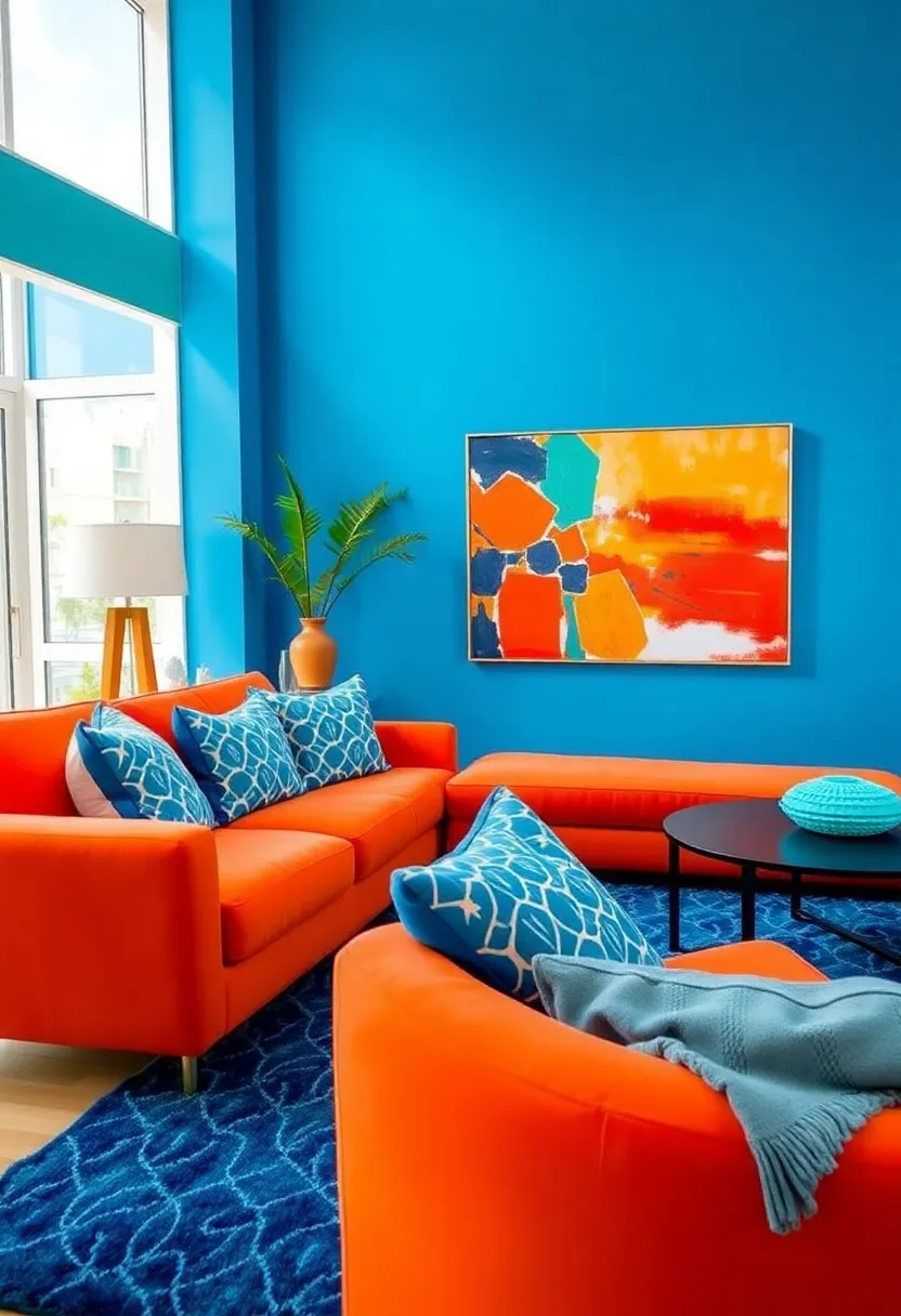 16 Bold Color Combinations That'll Make Your Neighbors Jealous (Watch Out for #3!) - 1. Electric Blue and Fiery Orange