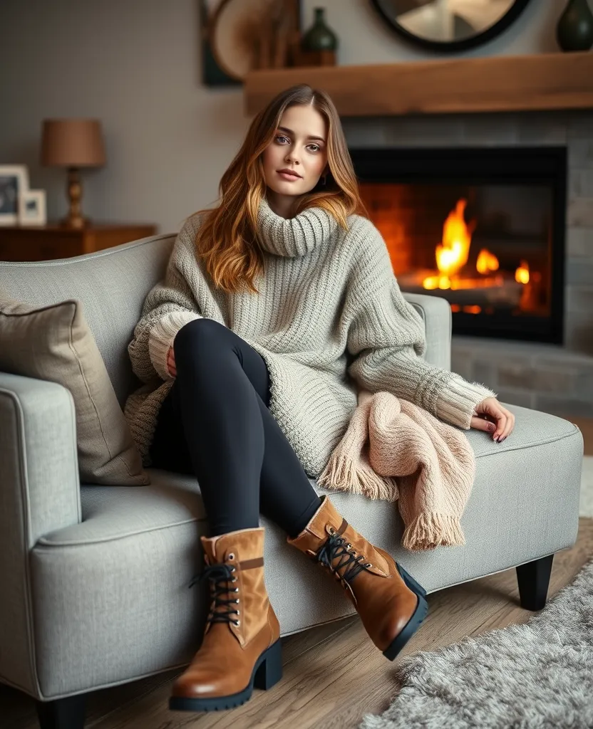 10 Stylish Ways to Rock Winter Footwear That Will Turn Heads! - 7. Cozy Slouchy Boots with Leggings