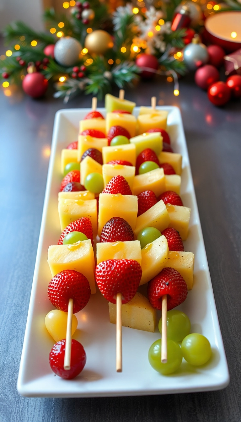 22 Festive Appetizers to Make Your Christmas Party Unforgettable (Don't Miss #7!) - 22. Holiday Fruit Skewers